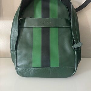 Coach Green leather and Mesh sling bag with Dual Center Stripes